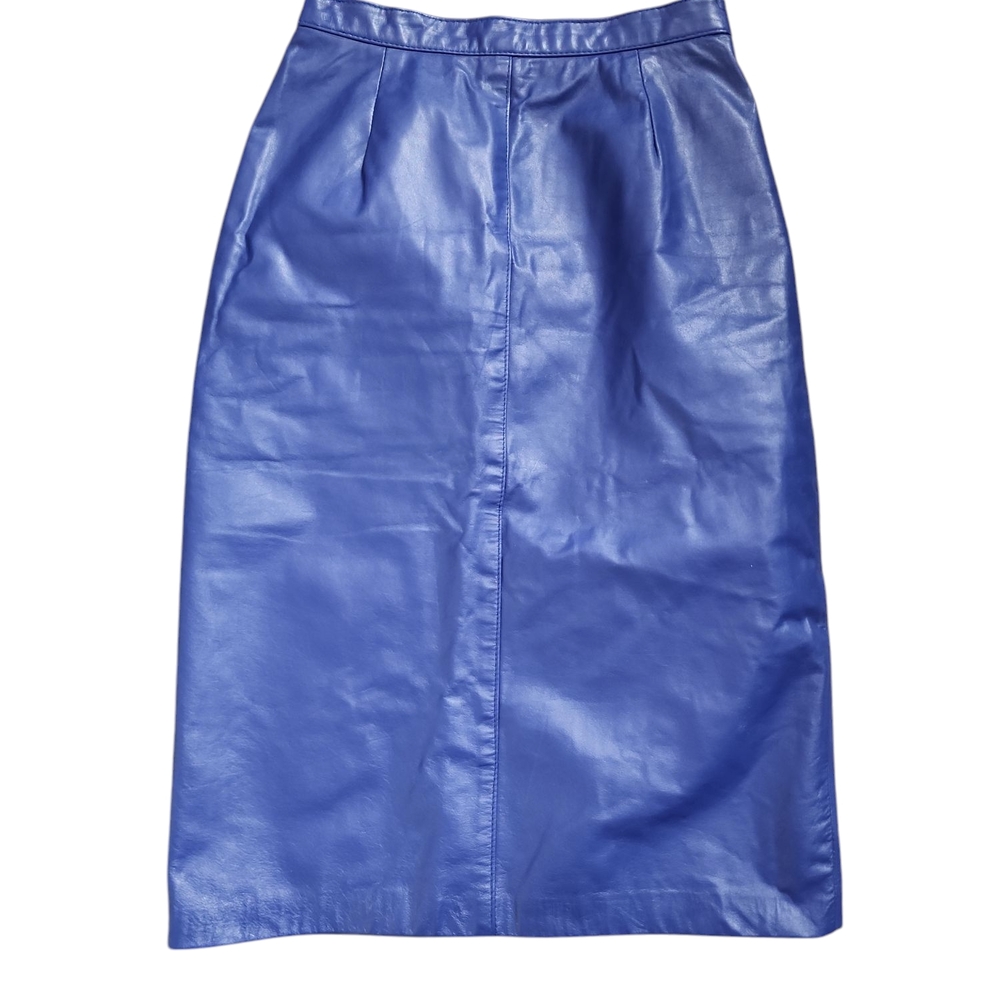 bagatelle Blue Faux Leather Pencil Skirt